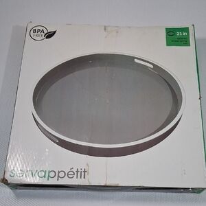 Bon Appétit Gray Round Serving Tray